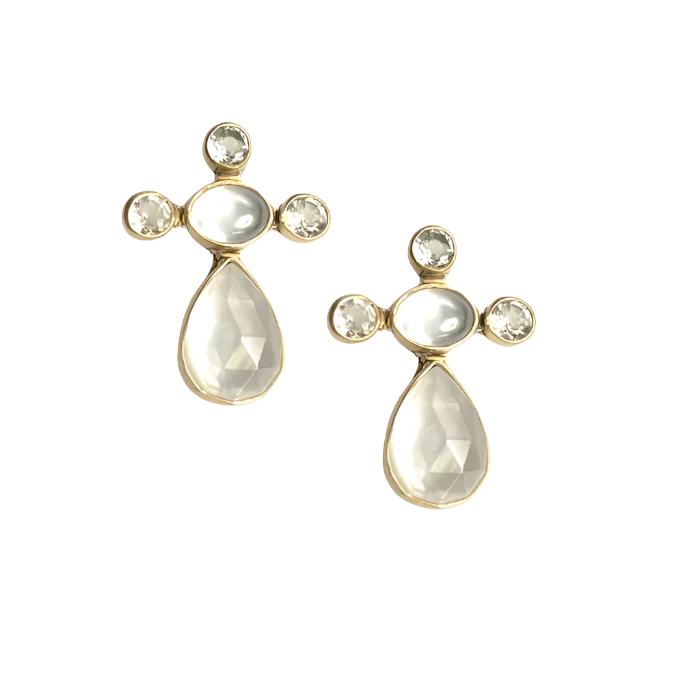 Pearl & Topaz Teardrop Earrings