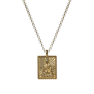 Gold Quan Yin Tablet Necklace