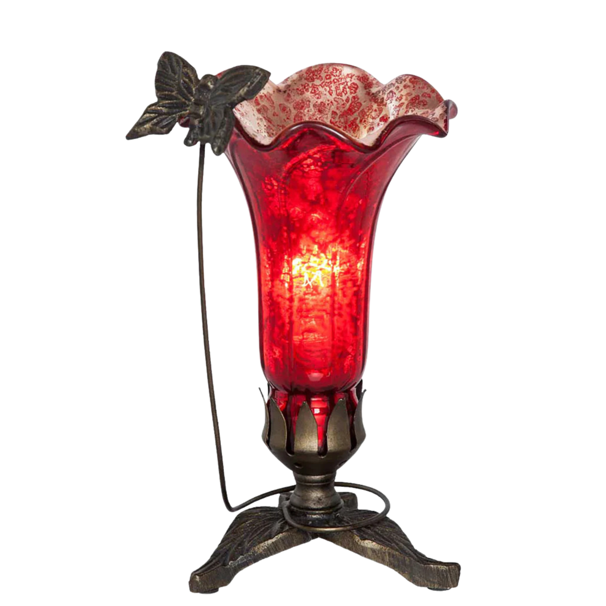 Red Lily & Butterfly Accent Lamp