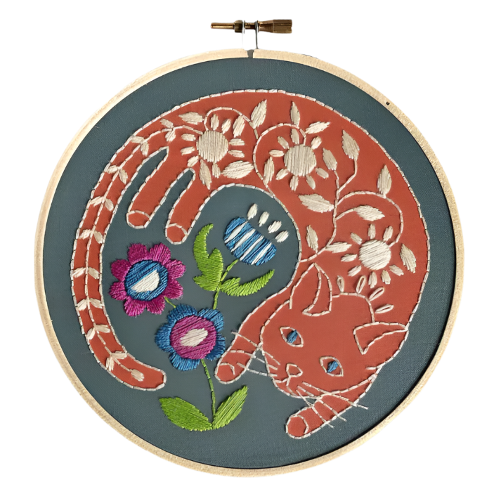 Garden Cat Embroidery Kit