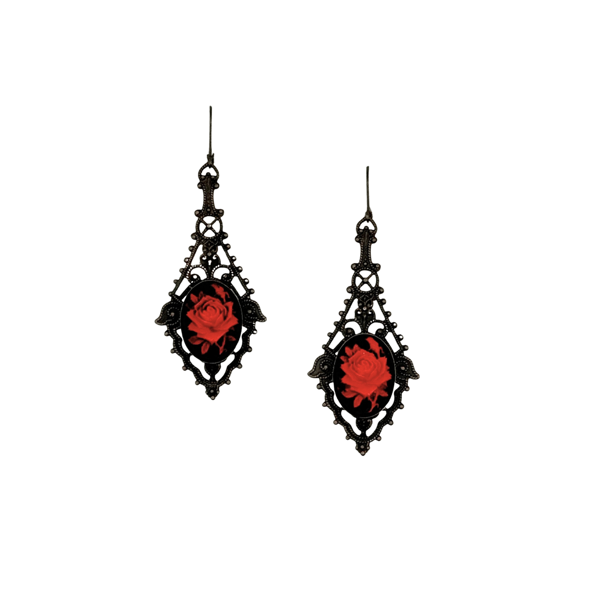 Filigree Rose Cameo Earrings