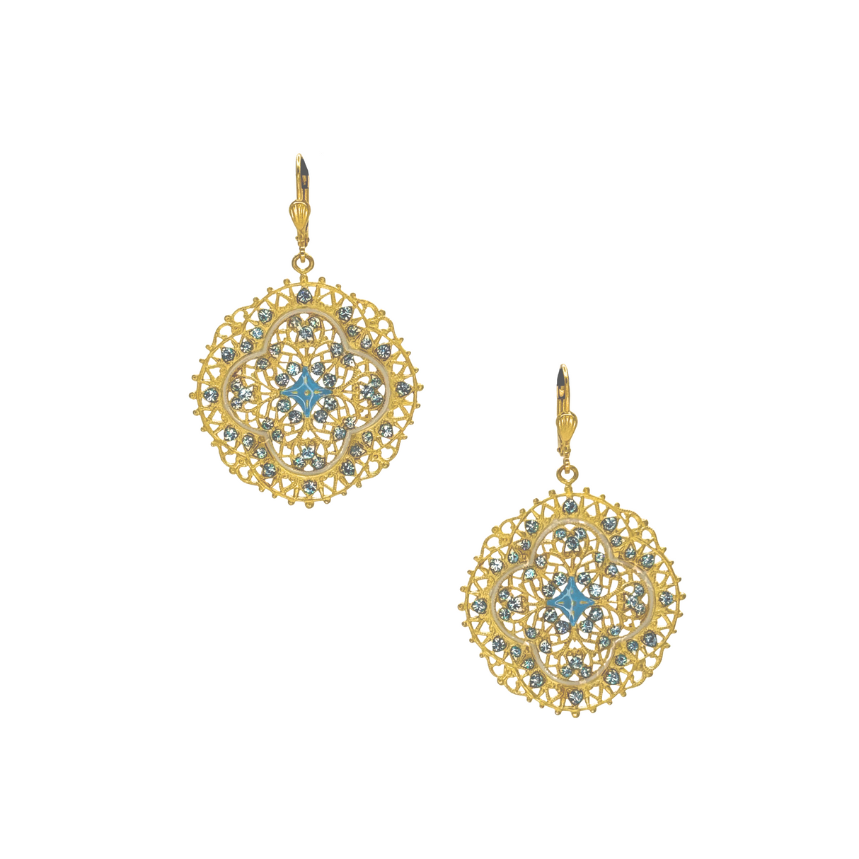 Enamel Blue Lotus Earrings