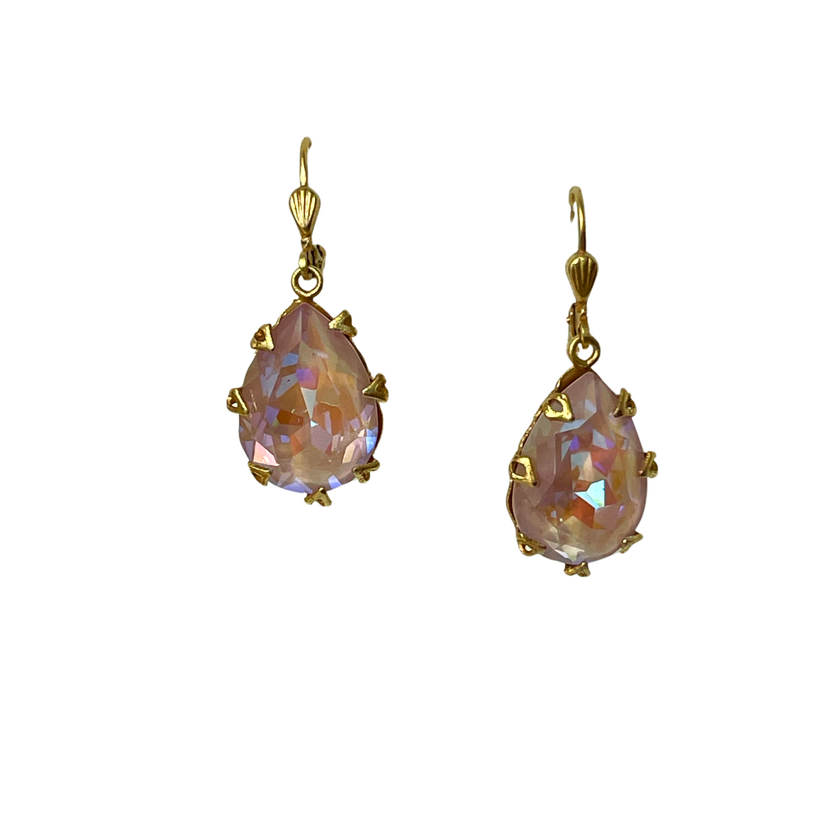 Peach Teardrop Crystal Earrings