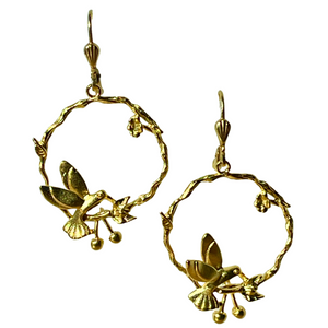 Gold Hummingbird Earrings
