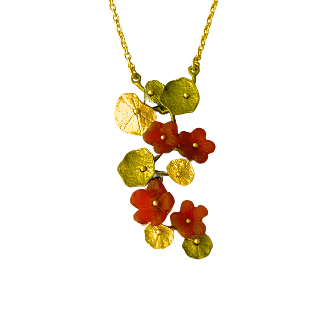 Nasturtium Cluster Drop Necklace