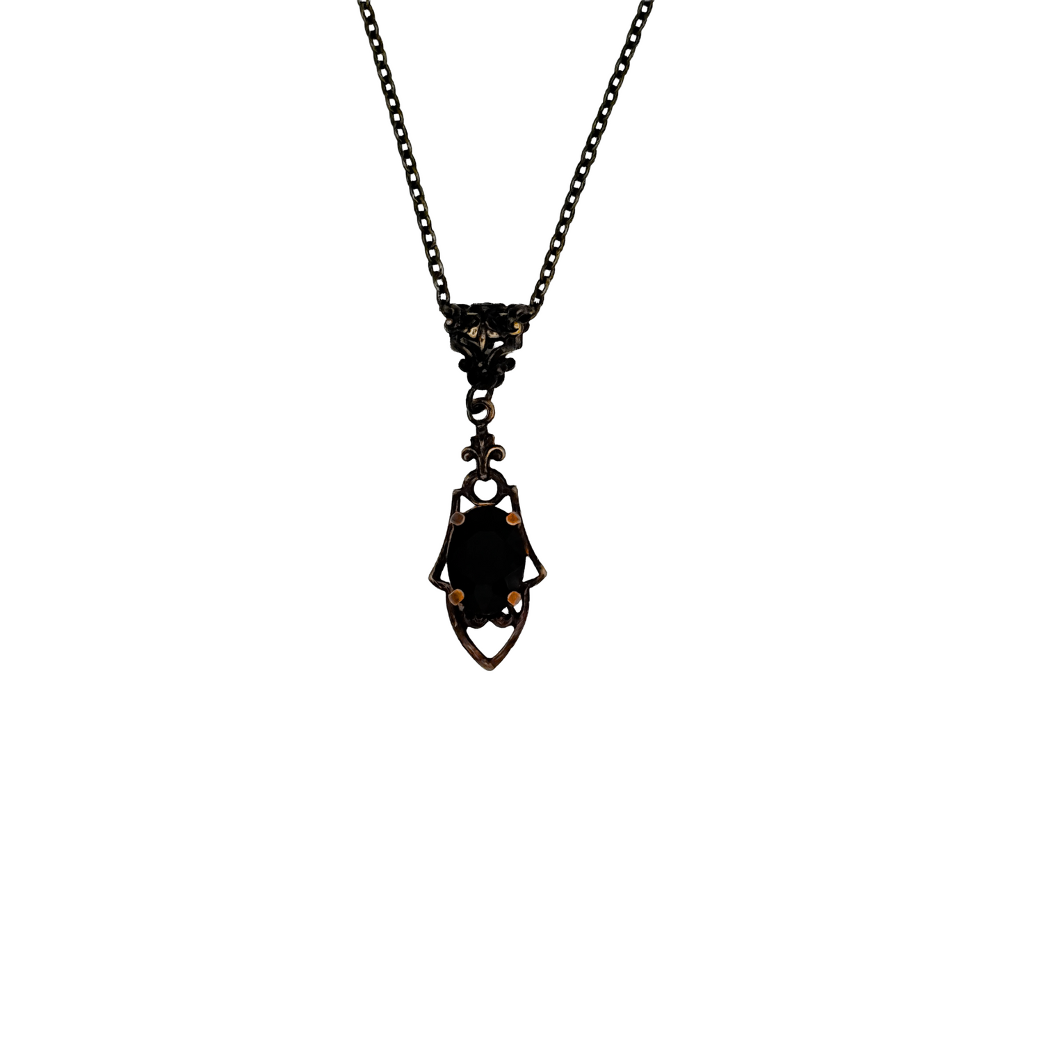 Vintage Jet Black Crystal Necklace