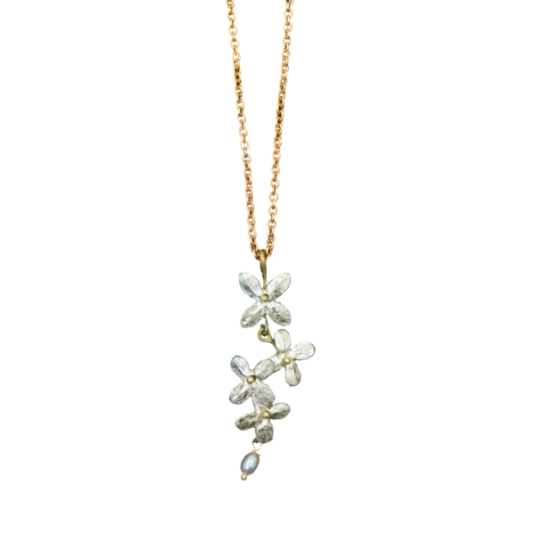 White Hydrangea Pendant Necklace