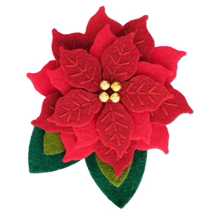 Festive Poinsettia Dog Collar Adornment