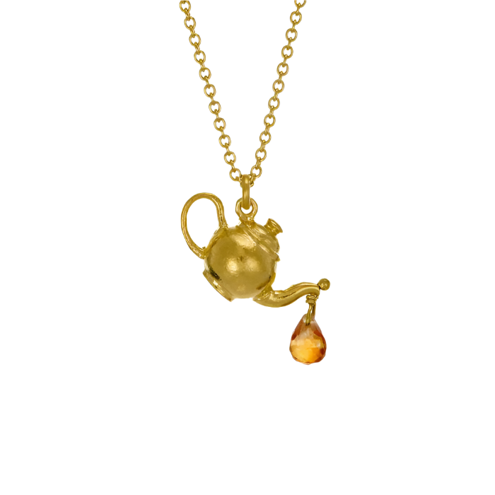 Teapot & Citrine Drop Necklace