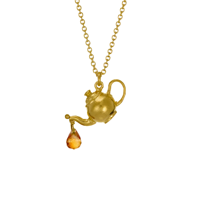 Teapot & Citrine Drop Necklace