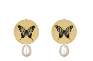 Butterfly & Pearl Earrings