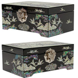 Cranes Amongst Pine Trees Mother-of-Pearl Inlaid Jewelry Box