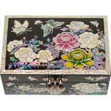 Small Colorful Peonies Mother-of-Pearl Inlaid Jewelry Box