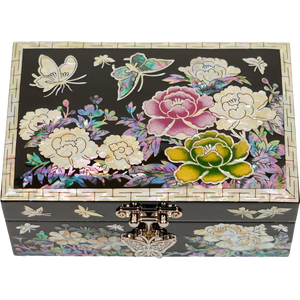 Small Colorful Peonies Mother-of-Pearl Inlaid Jewelry Box