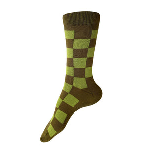 Katsura Checkered Olive & Chartreuse Socks