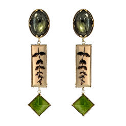 Leaves, Jade, & Labradorite Earrings