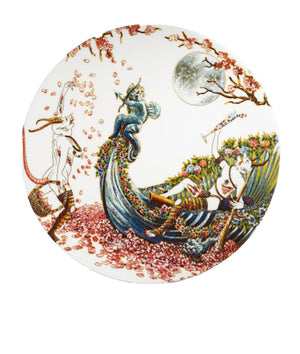 Raqib Shaw "To the Moon" Limoges Porcelain Plate