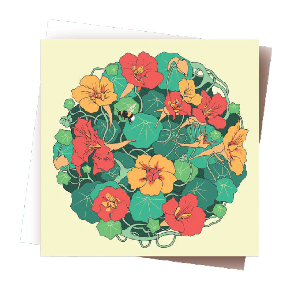 Nasturtium Circle Single Greeting Card