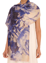 Linen Blue Blooms Scarf