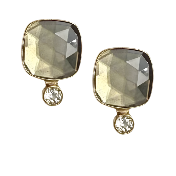 Pyrite Doublet Stud Earrings