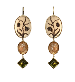 Tulips, Sunstone, & Peridot Earrings