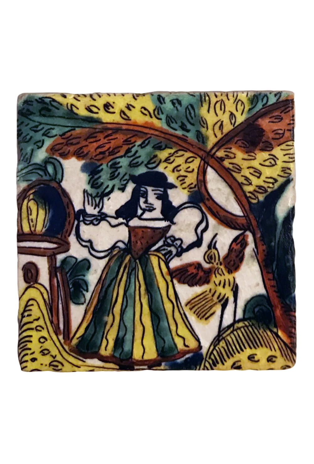 Mexican Coaster: Woman with Bird