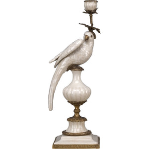 Right-Facing White Parrot Candlestick Holder