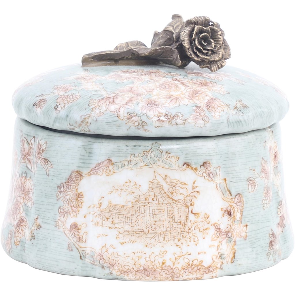 Bronze Roses Porcelain Box