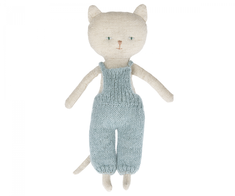 Blond Kitten in Blue Overalls