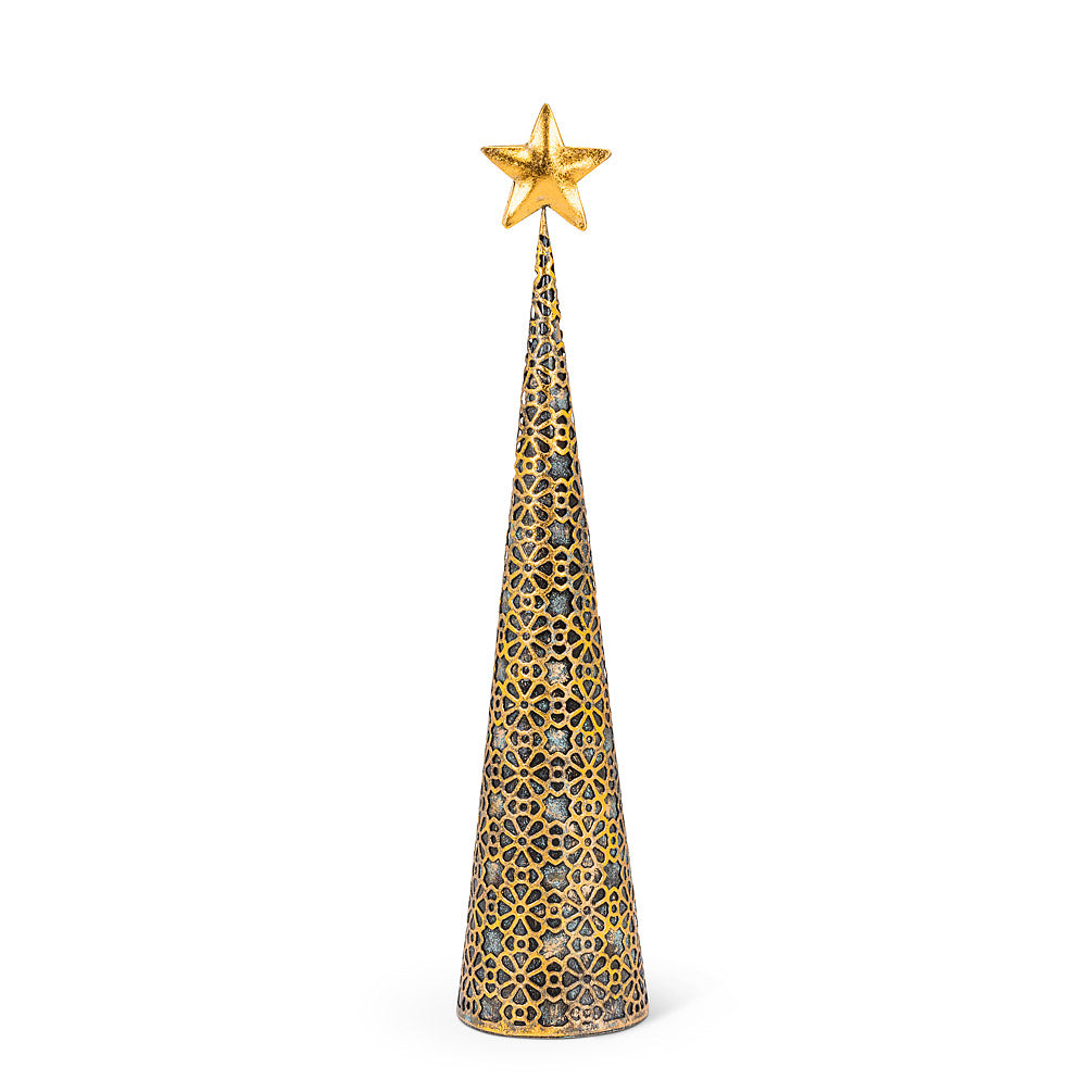 Large Gold Filigree Cone Tree