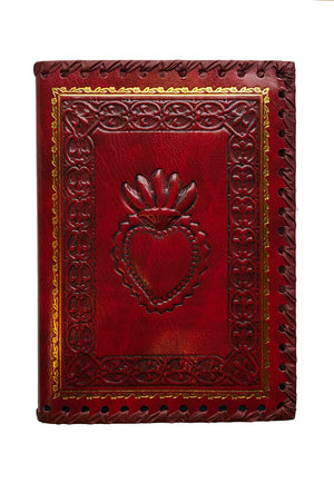 Flaming Heart Leather Journal