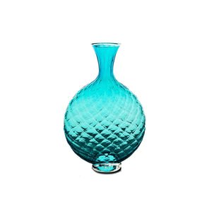 Aqua Blown Glass Oval Vase