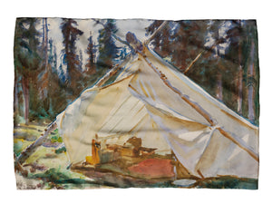 Tent in the Rockies Silk Scarf