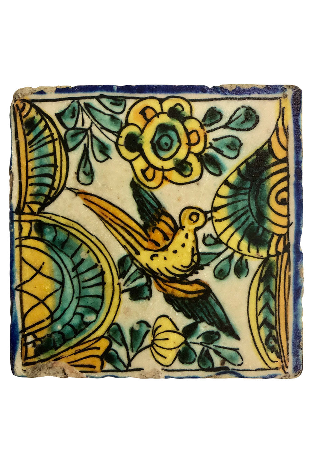 Mexican Coaster: Bird with Blue Border