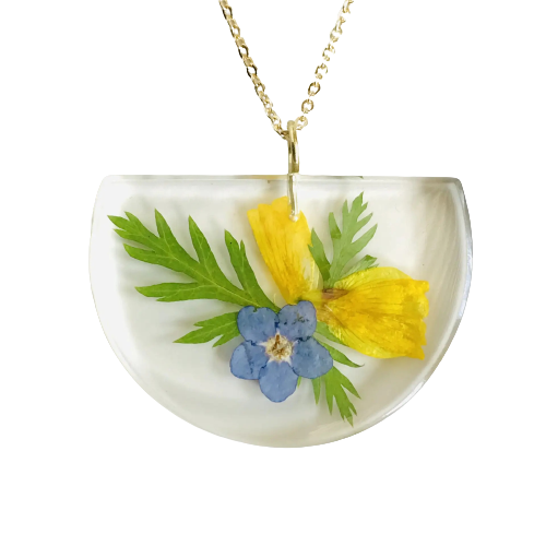 Floral Mix Half Moon Necklace