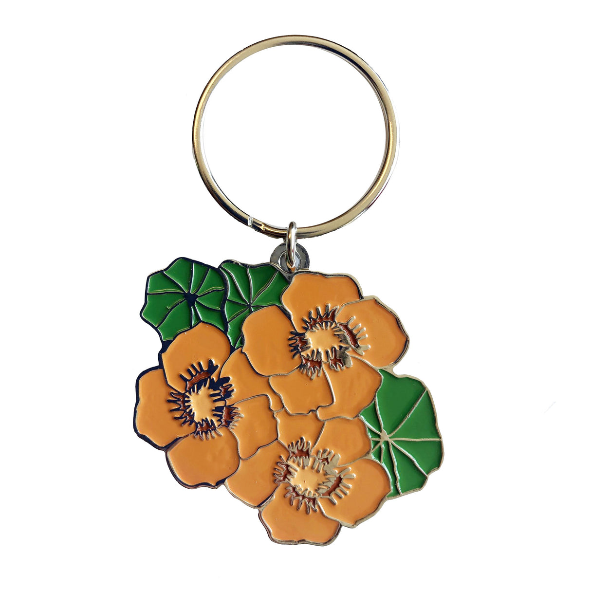 Nasturtium Enamel Keychain