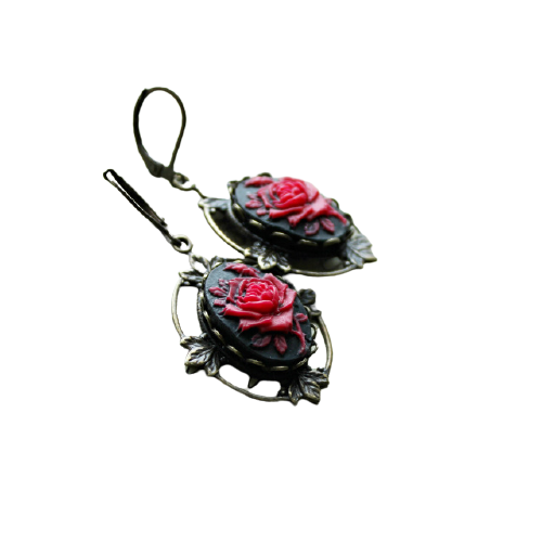 Large Rose Cameo Earrings