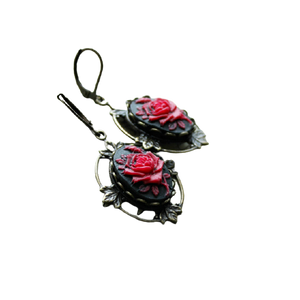 Large Rose Cameo Earrings