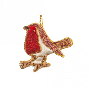 Opulent Sequined Robin Ornament