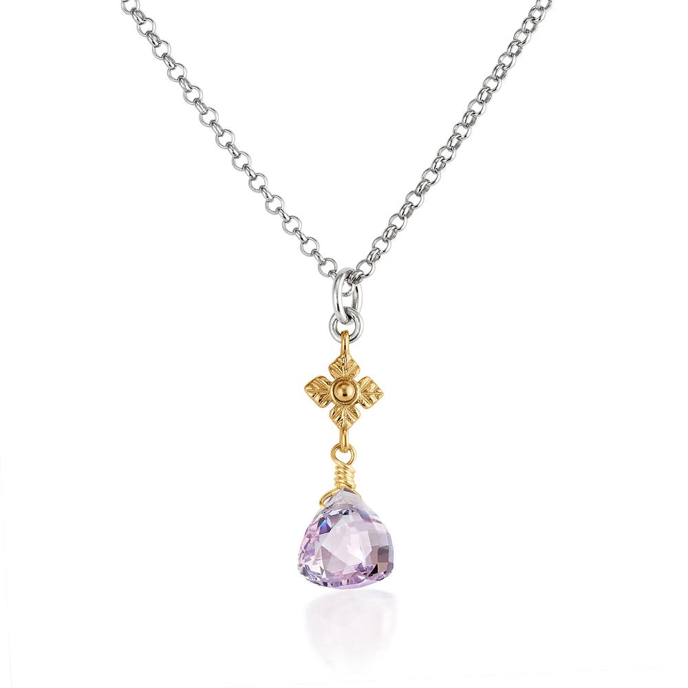 Trillium Cut Lavender Amethyst Two-Tone Necklace