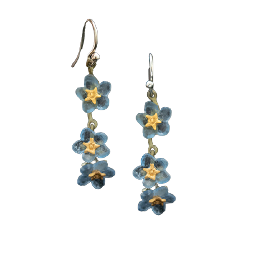 Forget Me Not Triple Flower Drop Earrings