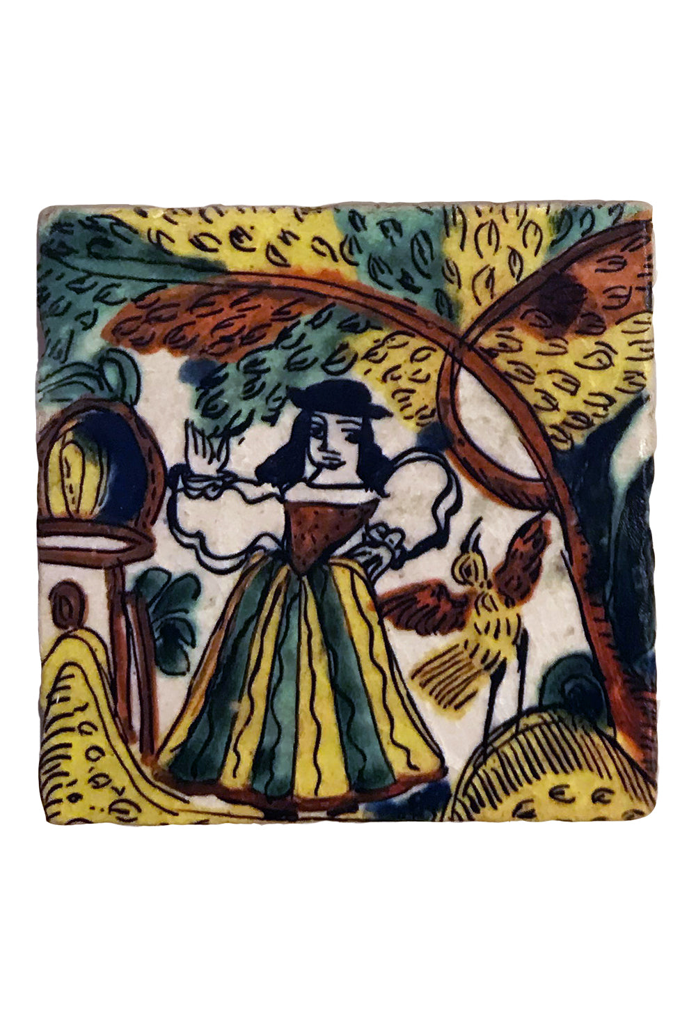 Mexican Coaster: Woman with Bird